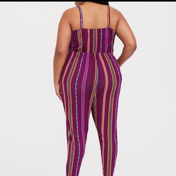 Berry Purple Stripe Jersey Jumpsuit - Picture 3 of 5